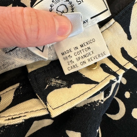 Vintage St. John Sport Marie Gray Black/Cream Floral Pattern Pant/ 6 - Picture 6 of 15